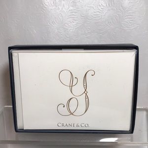 Crane & Co. Gold Engraved Inital (Y) Notes on Pearl White Kid Finish Paper